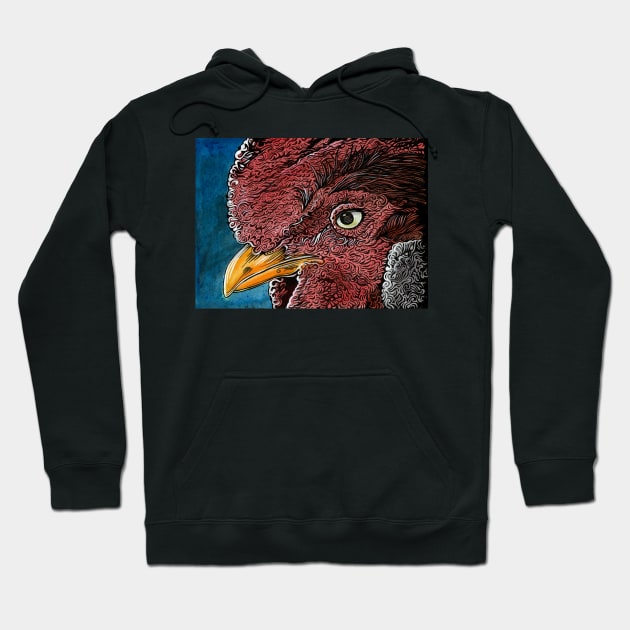 Swirley Rooster Face Hoodie by SunnyDaysNH